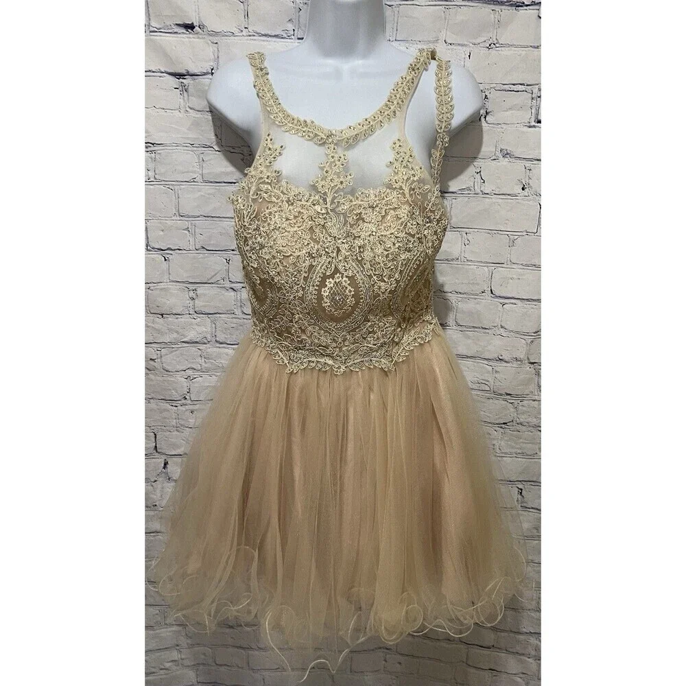 homecoming dress medium Metallic-Lace Short A-Line Homecoming Dress CL9245 Sage / XSmall